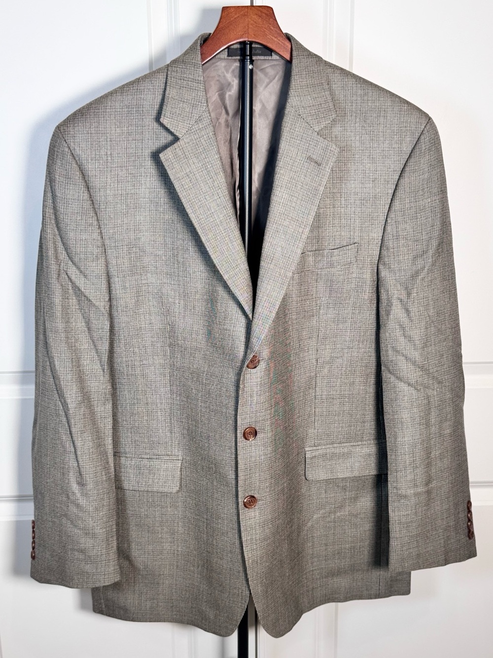 Lauren Ralph Lauren 44L Silk Wool Sport Coat Gray Glen Plaid Blazer Mens Classic